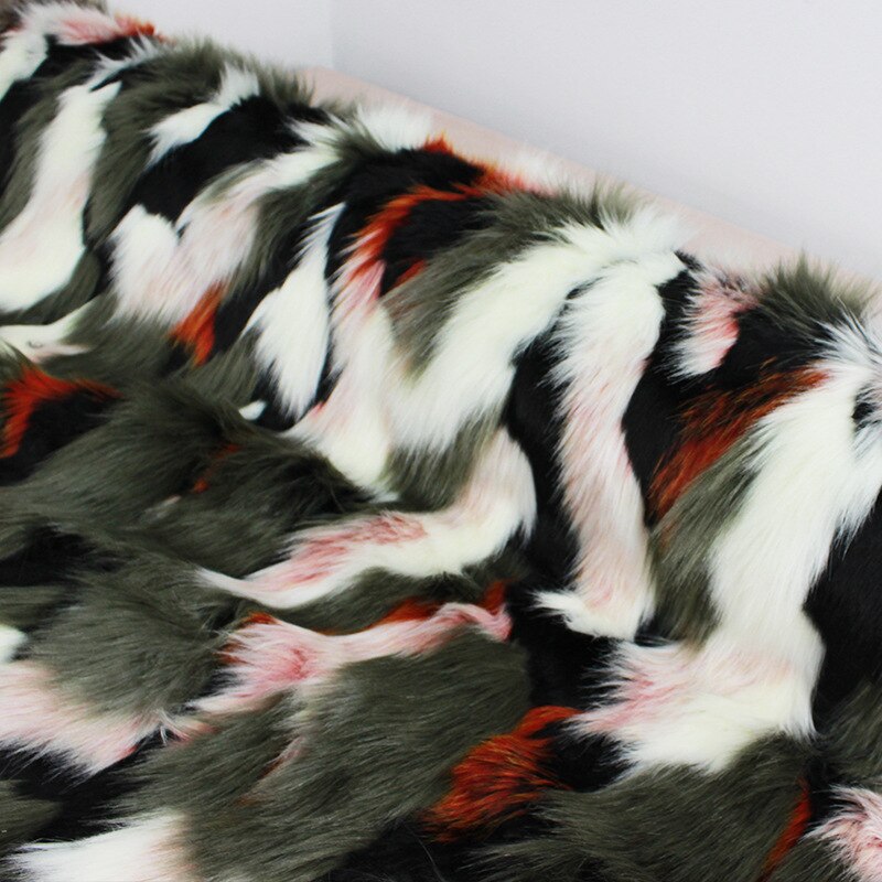 160*100cm farverige jacquard foer fluffy fourrure kunstig plys imiteret pels stof til frakke etui vest fausse fourrure tissu