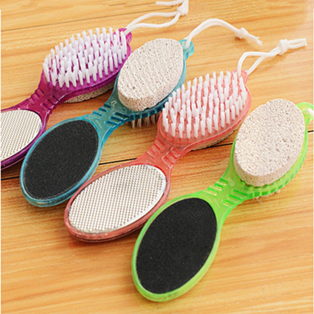 Cepillo para el cuidado de los pies 4 en 1, cepillo para callos, pulidor de piedra, Exfoliante para pedicura, limpieza de dos lados, polvo, piel muerta