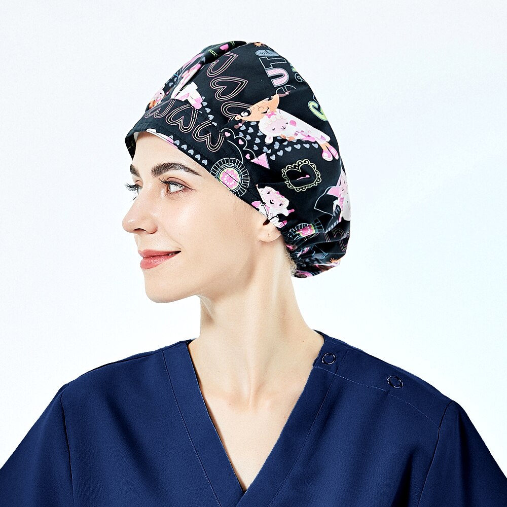 Gorros de trabajo para peluquería de mascotas, gorros de algodón para laboratorio, a prueba de polvo, accesorios de esteticista con gorro de trabajo de laboratorio absorbente de sudor,: 52036