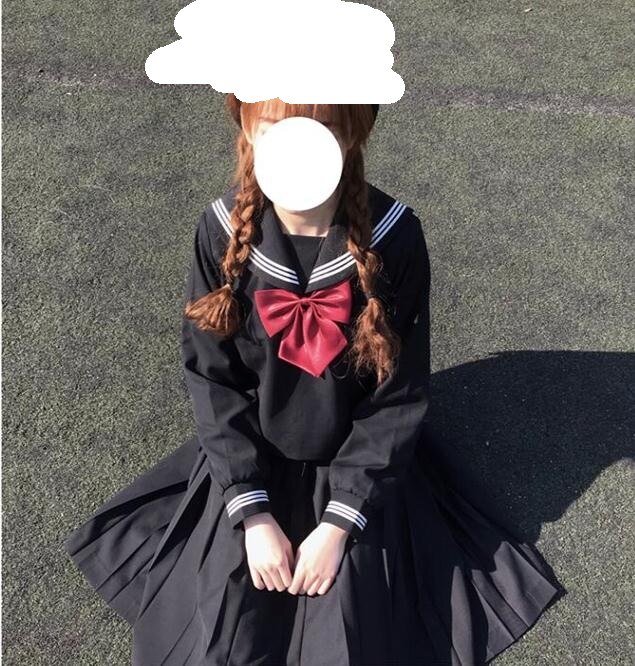 TR Giapponese JK impostato Uniforme Scolastica Delle Ragazze NERO BIANCO 3 LINEA Ad Alta Scuola Delle Donne Della Novità Vestiti Alla Marinara yankee ragazza uniforme JKL028: impostato / XL