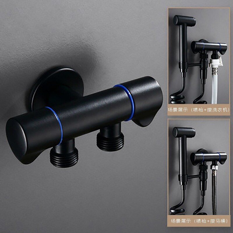Angle ValvesBathroom Valve Faucets Black Stainless Steel Kitchen Cold Mixer Tap Accessories Standard G1/2 Threaded