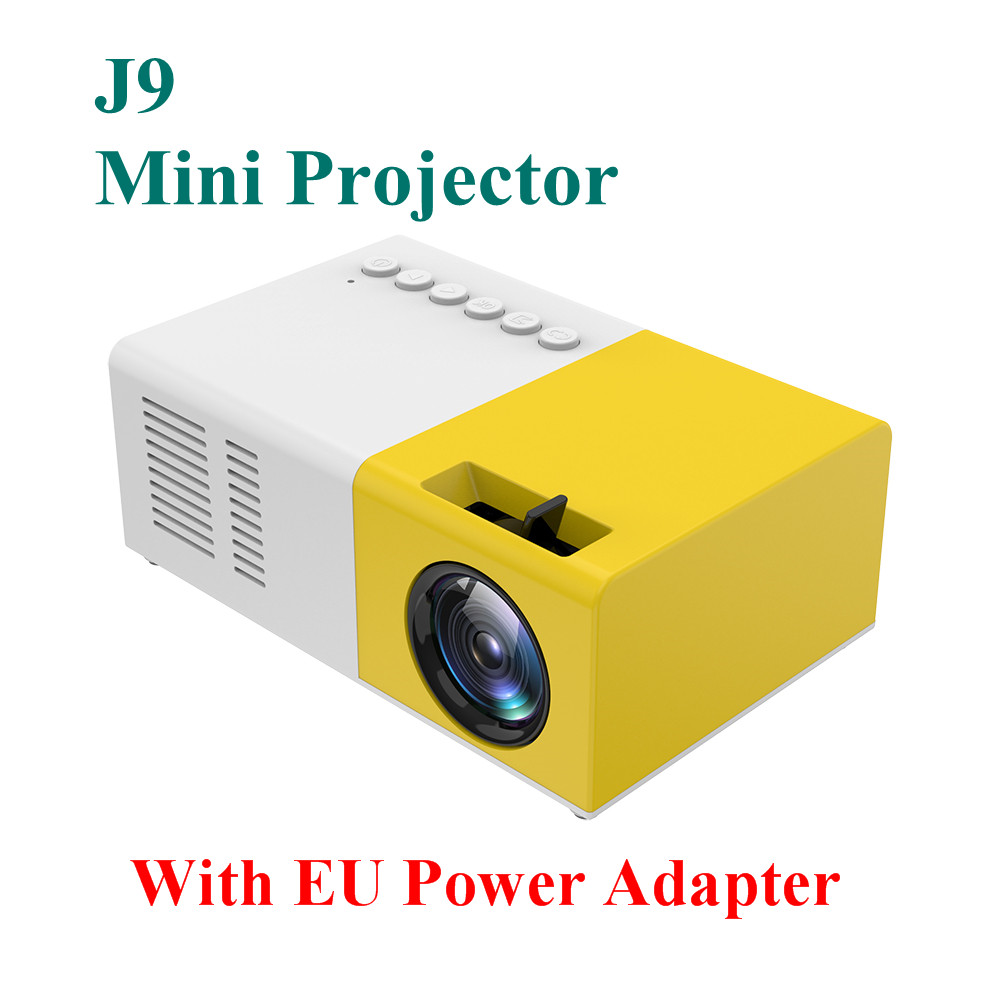 Mini Projector J9 Hd Home Projector Theater Mediaspeler Ondersteuning 1080P Av Usb Micro Sd Card Usb Draagbare Pocket beamer Vs YG-300: J9 EU Plug