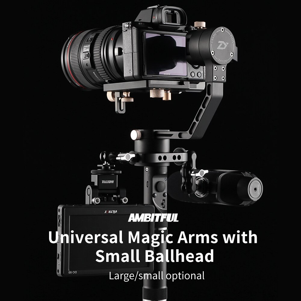 AMBITFUL Adjustable Universal Magic Arm with Small Ballhead for Monitor or Video Light Support with 1/4 Screw on Both Sides