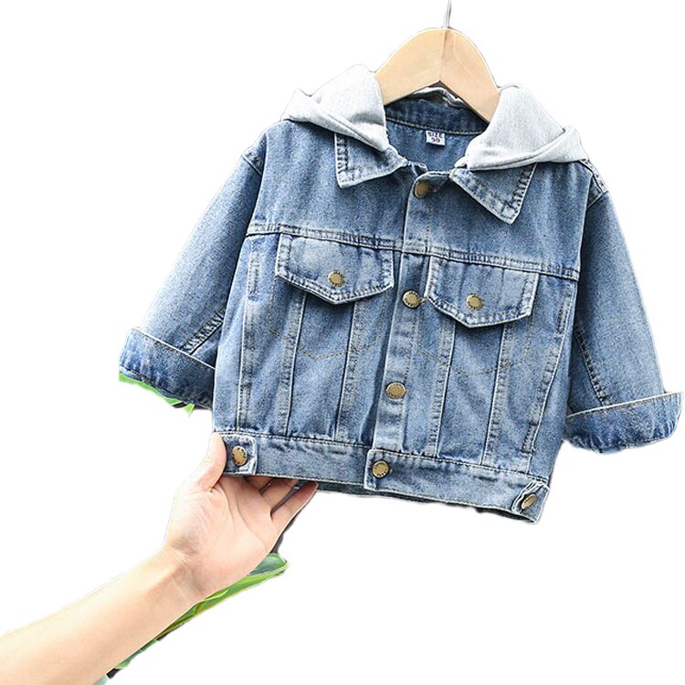 Lente Jongens Jas Denim Jassen Voor Meisjes Baby Jas Jongen Capuchon Baby Denim Jas Kinderkleding Kids Jas tops