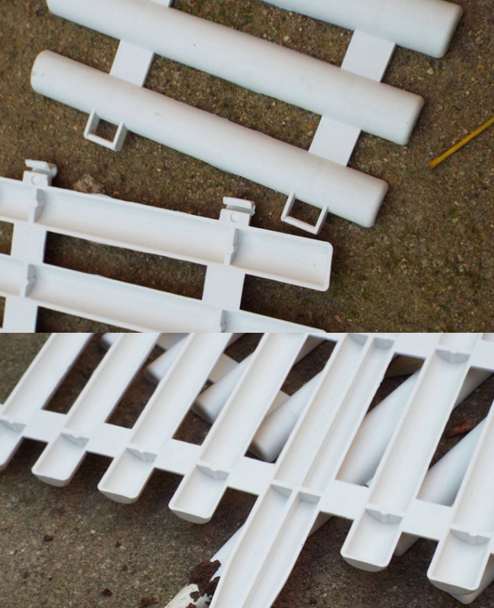 5 stuks kunststof tuinhekken, eenvoudig te monteren, witte europese stijl, inzetbare kunststof hekken voor op de grond voor decoratie van een landelijke tuin.