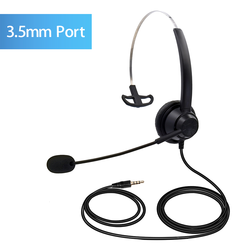 3.5mm Wired Computer Headset with Microphone Universal Office Call Center Single-Sided Headphone Suitable for Telephone Operator