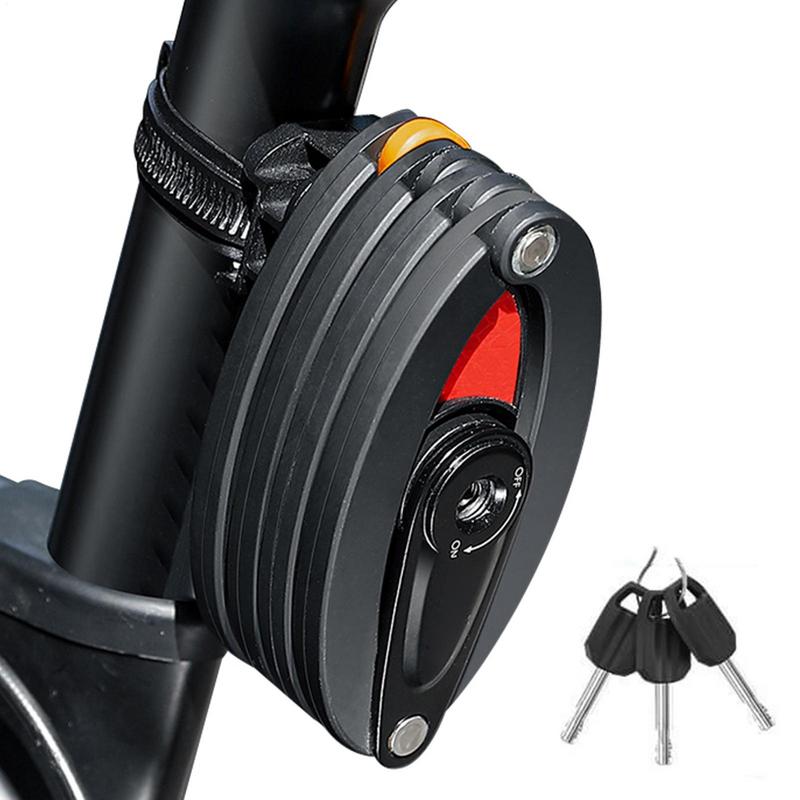 Folding Bike Lock Anti Theft Lock High-Security Bike Frame Lock Waterproof With Reflective Bracket And 3 Keys Alloy Steel