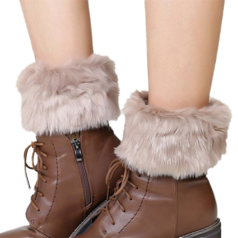 Guêtres en fourrure tricotée au Crochet pour femmes, chauffe-jambes, poignets, chaussettes, guêtres, hiver