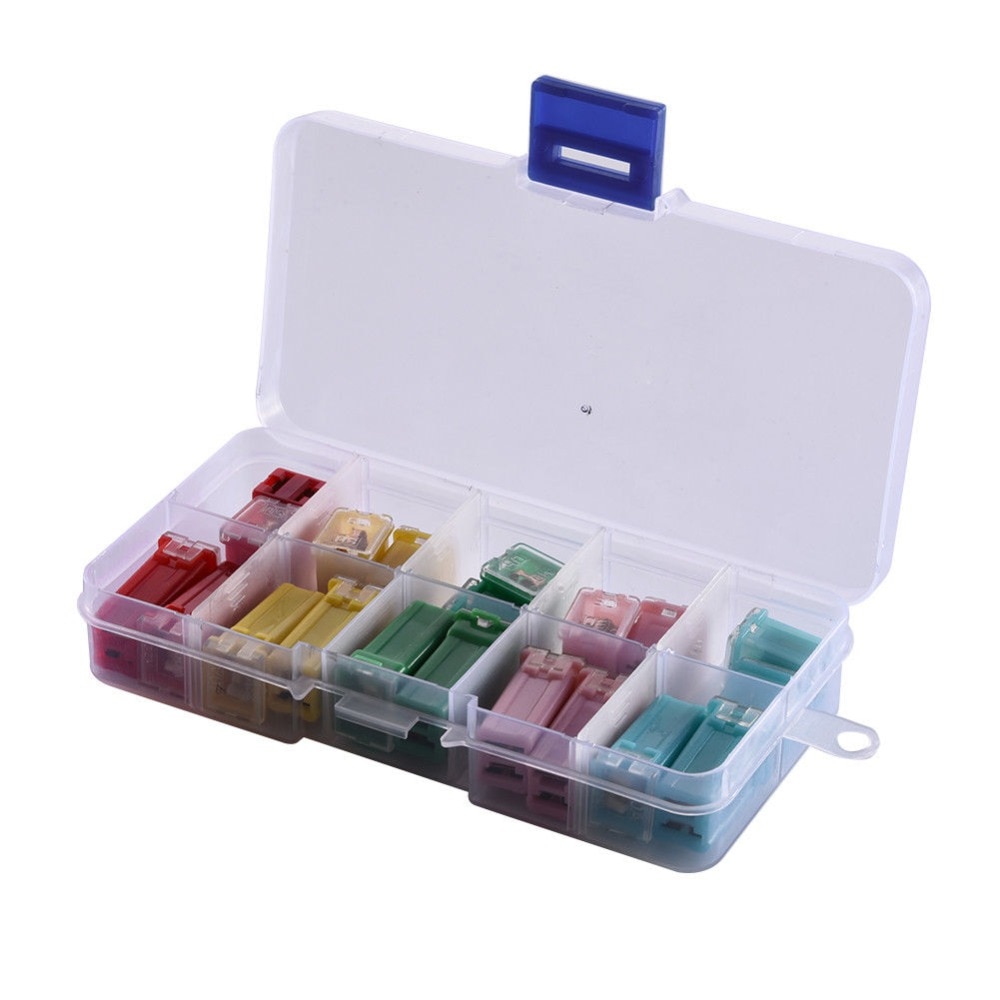20pcs Mini Vierkante Zekering 20A 30A 40A 50A 60A AMP Set Automotive Auto Zekering met Plastic Doos Assortiment Auto zekering