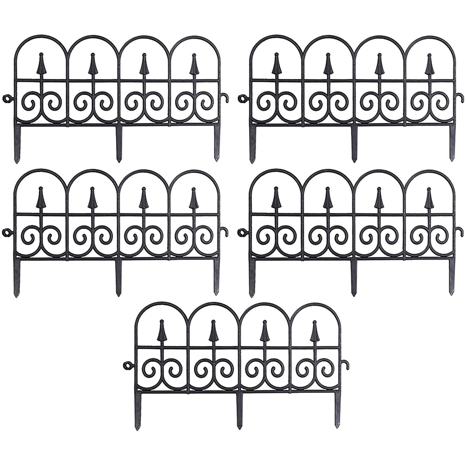 5 PCs Insert Type Plastic Garden Fence with Buckle European Style Removable Flower Bed Fencing Barrier: B