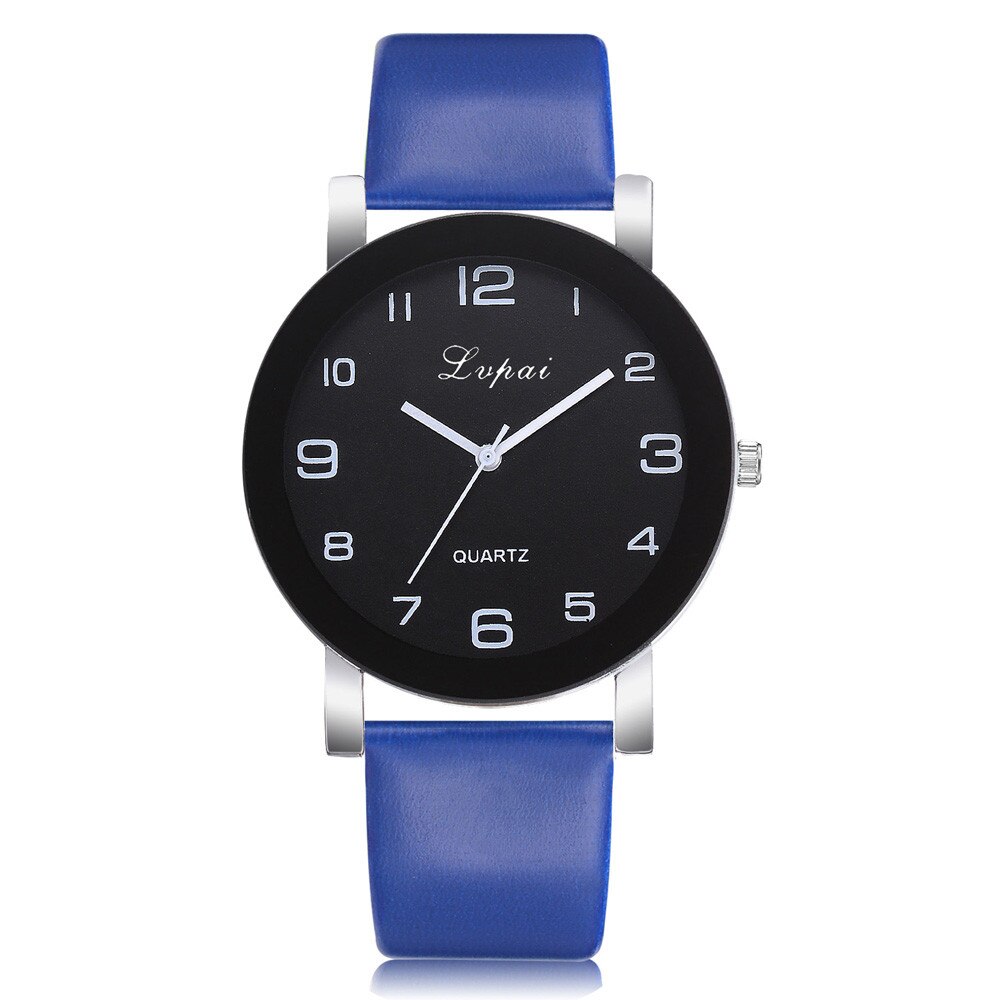 Horloges Vrouwen Romeinse Cijfers Disc Quartz Horloge Lederen Band Horloge Dames Klokken Relogios Feminino Fi: Dark Blue