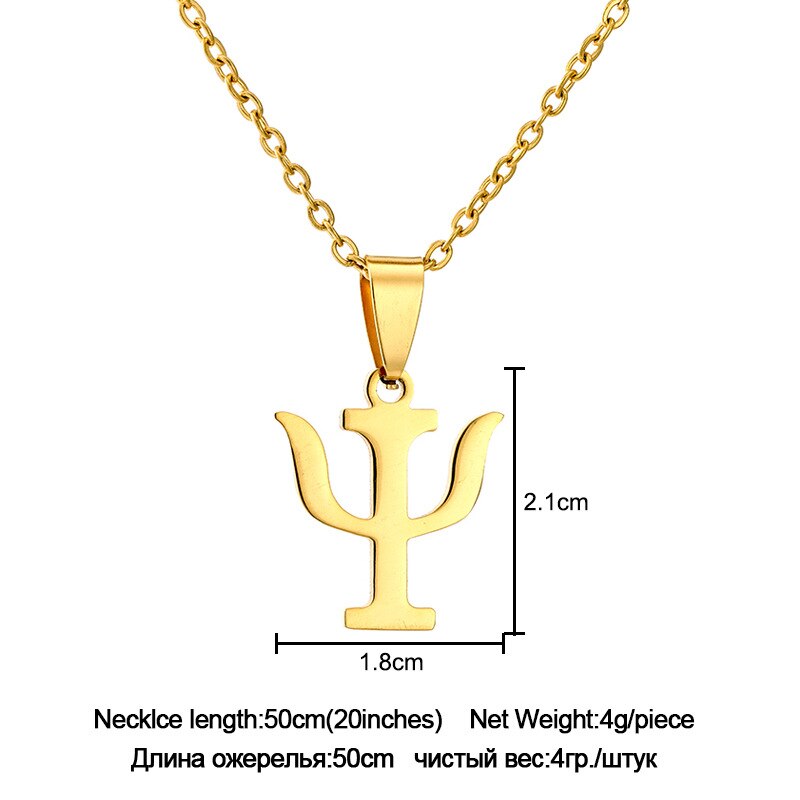 For Personality Psychology PSI Symbol Necklace Fine Polished Ladies Stainless Steel Pendant