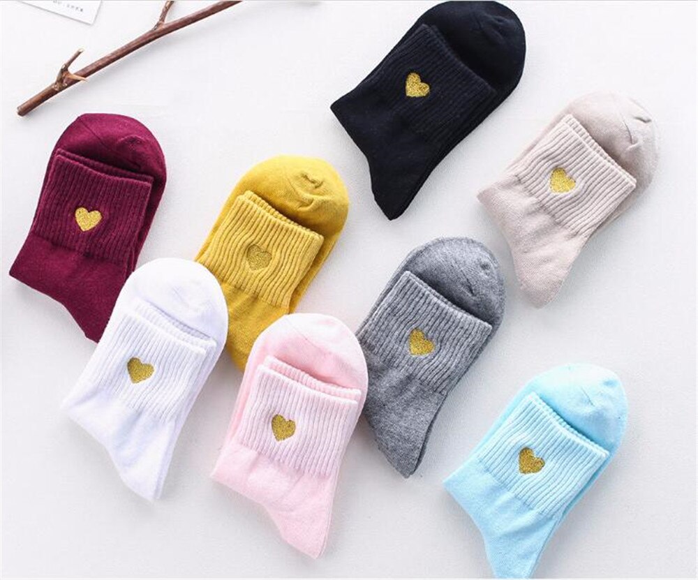 Socks Woman Spring Socks Girls Cotton Color Novelty Women Cute Heart Casual Funny Socks B628