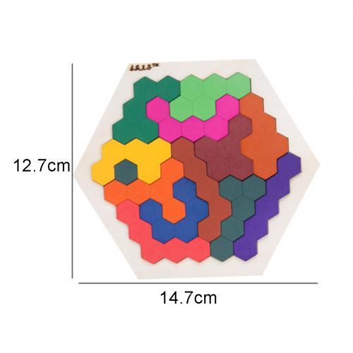 Wooden Colorful Hexagon Tangrams Puzzles Table IQ ... – Vicedeal