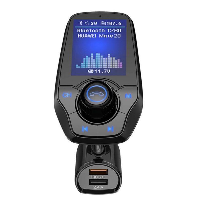 FM Transmitter MP3 Player For Bluetooth 3.0, Car 3 USB Ports Quick Charge Handsfree