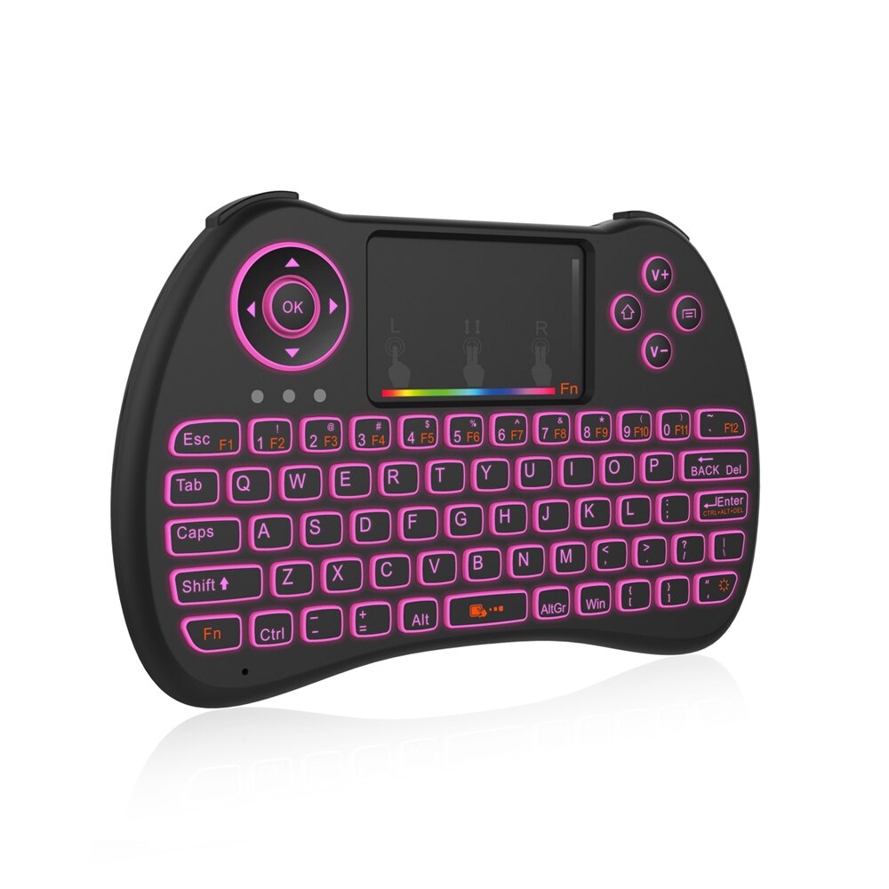 Mini trådlöst qwerty-tangentbord 2.4 ghz luftmus med bakgrundsbelyst smart multifunktions pekplatta spel tangentbord för pc android tv box htpc