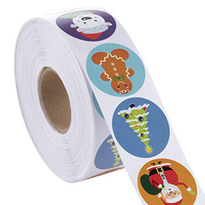 50-500pcs Round Merry Christmas Decoration Stickers 8 Seal Labels For Envelope Card Wrapping Scrapbook: Light Grey