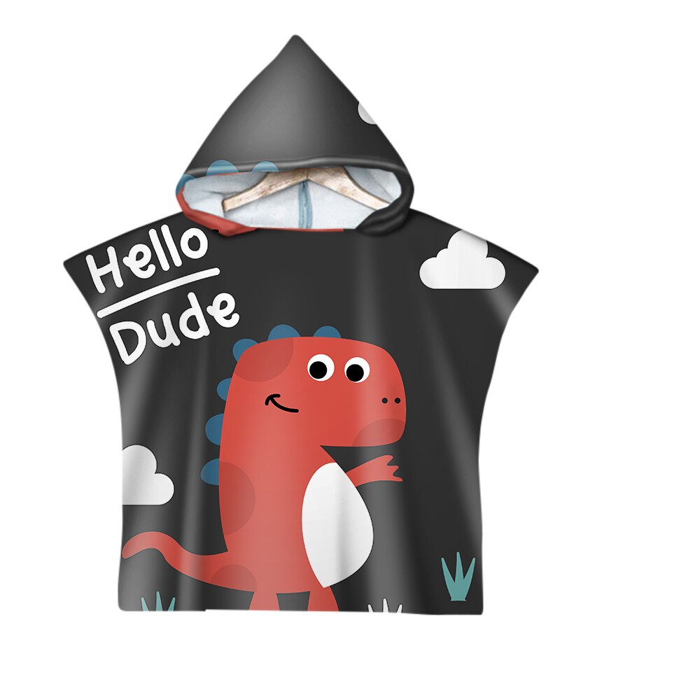 Leuke Dinosaurus Cartoon Kinderen Zwemmen Bad Hooded Mantel Strandlaken: 13