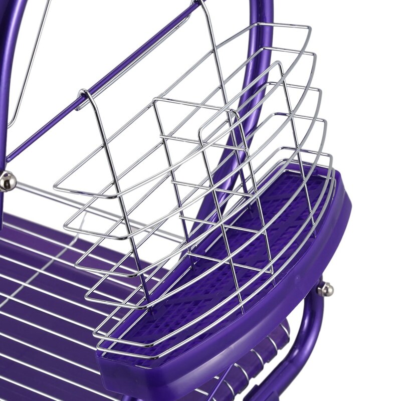 iron 2 Tiers Kitchen Dish Cup Drying Rack Drainer (Color:purple)