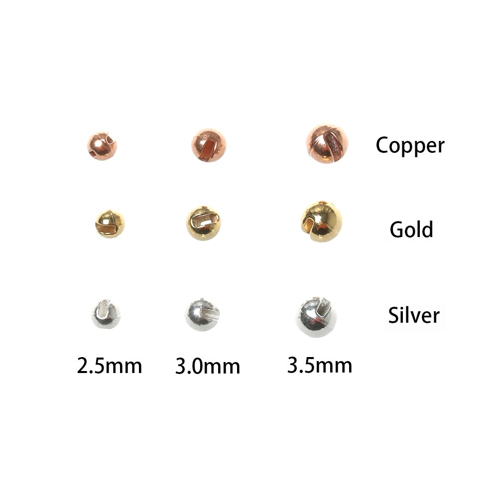 25PCS Nice Tungsten Alloy Slotted Bead Fly Tying Material Fast Sinking Gilded Fly Tying Beads Fishing Accessory