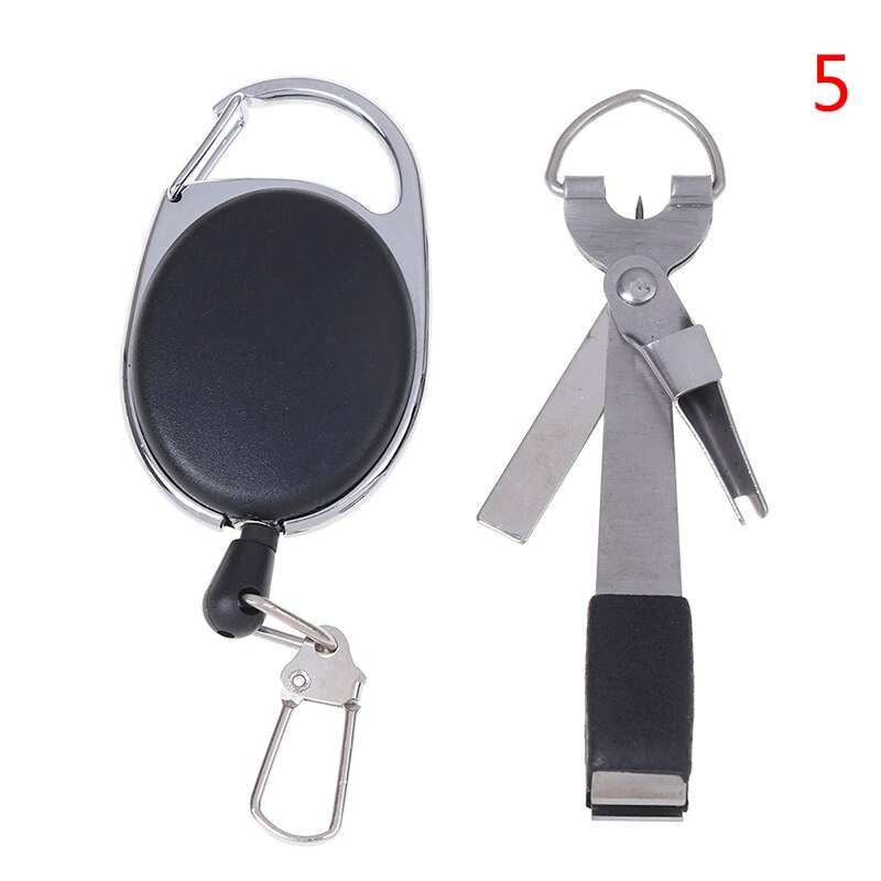 Vissen Quick Knoop Tool Snelle Tie Nail Knoper Vliegbindset Lijn Cutter Clipper Nipper W/Zinger Retractor Visgerei Accessoires: A5