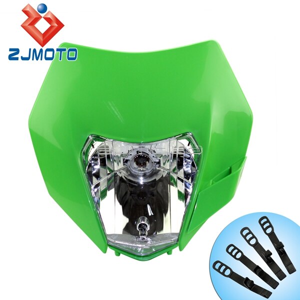 Groene Motocross Supermoto Koplamp Kuip Voor Kawasaki Klx 110 125 150 Kx 450 Kdx Kle Klr 250 Off Road Dirt fiets Koplamp: green