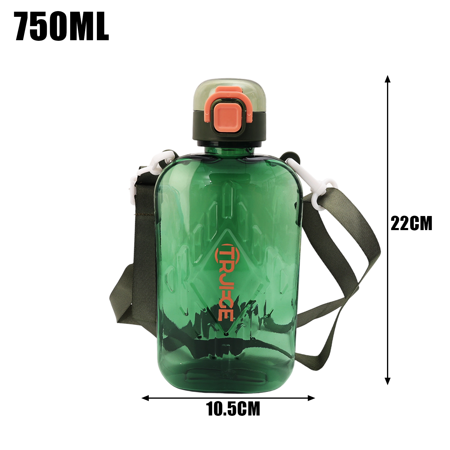 Sport-Wasserflasche, flach, quadratisch, mit St... – Grandado