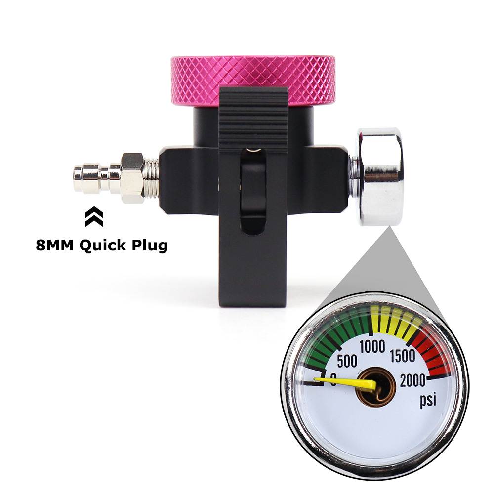 SODA roze Quick Connect CO2-cilinder navuladapter aan/uit-adapter met ontluchting en meter en snelstekker en DIN477: Licht Groen