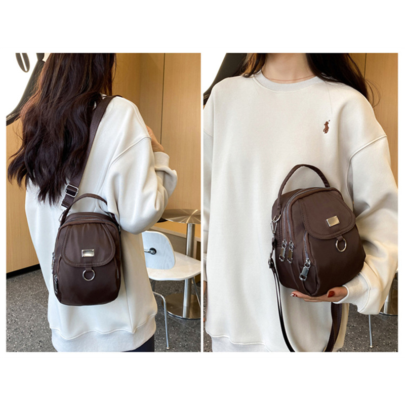 1pc dam casual messenger bag axelväska enfärgad multifunktionell handväska flerskiktad lätt oxfordväska crossbody