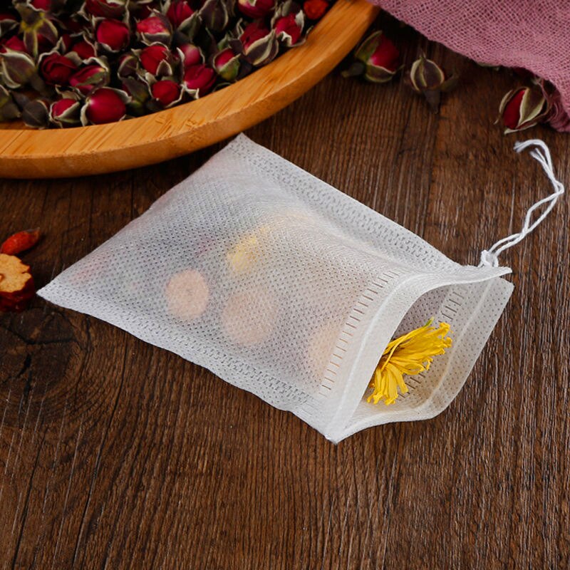 100Pcs Food Grade Non-woven Fabric Tea Bags Tea Filter Bags for Spice Coffee Infuser with String Heal Seal Spice Filters Teabags
