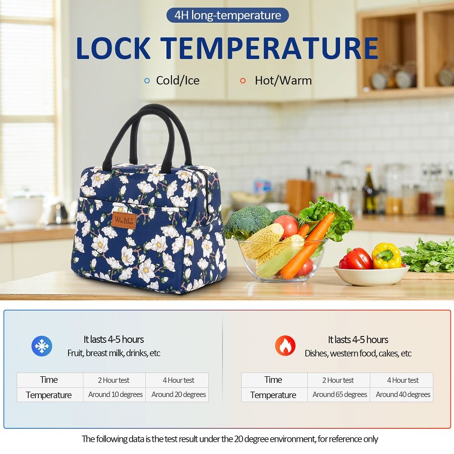 Winmax Brand Floral Print Portable Insulation Lunch Bags Thermal Food Fresh Keep Icepack for Women Kids Wine Tote Cooler Bag