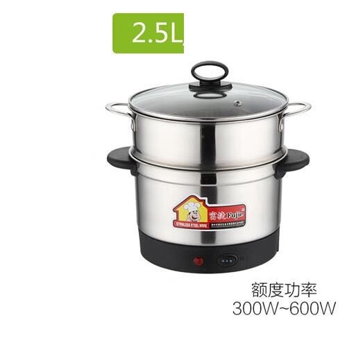 Noodle Fast Cooker Electric Cup Mini Travel Cup Stainless Steel Cup Multi-function Student Low-Power Boiling Noodle Pot: 2500ml Steamer