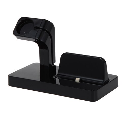 2 i 1 ladestander til apple watch ladestation dock iwatch series 6 5 4 3 se til iphone 11 pro max xr  x 10 9 8 7 6: Sort