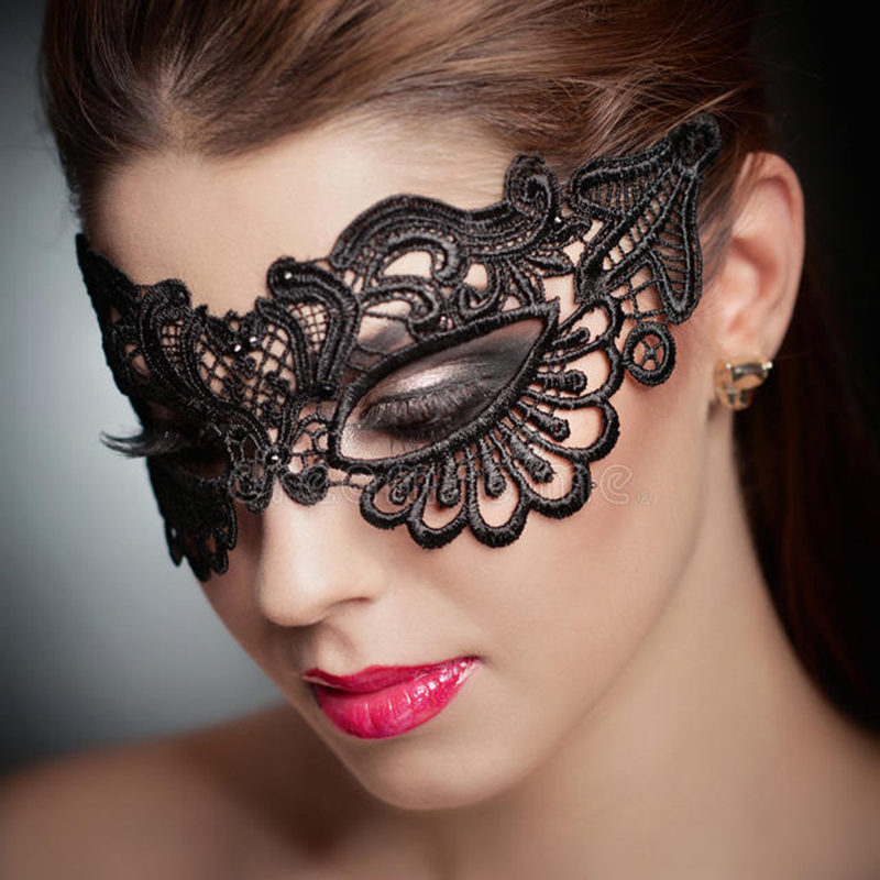 Svart sexy blondere maske maskerade maske til karneval halloween mardi øyemaske halv ansikt ball fest masker festlig festutstyr