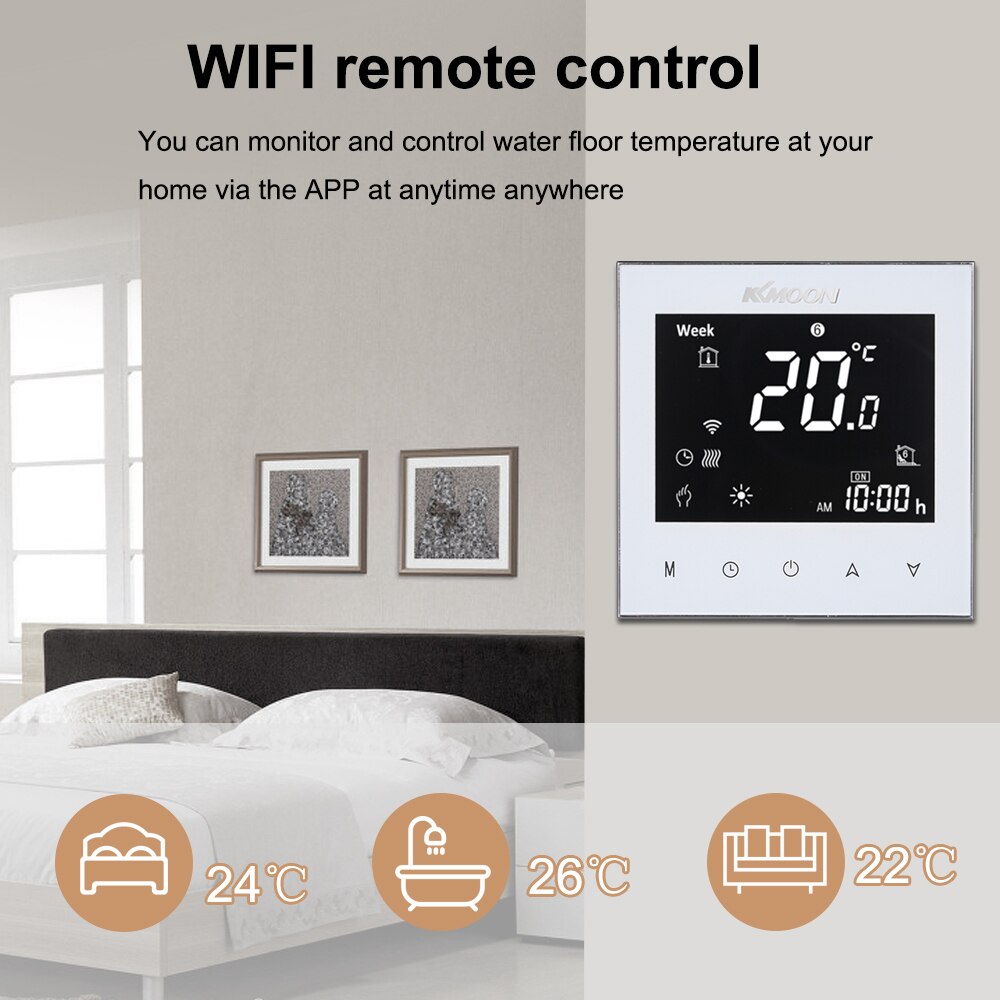 Wifi älykäs termostaatti ääniohjaus sähköinen lattialämmitysjärjestelmä vesilämmitys lämpösäädin lämpötilan mittaustyökalut