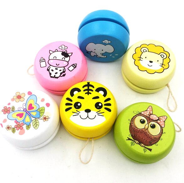 3 stk søde dyreprint træ yoyo legetøj mariehøne legetøj børn yo-yo yo yo legetøj til børn børn yoyo ball gyh