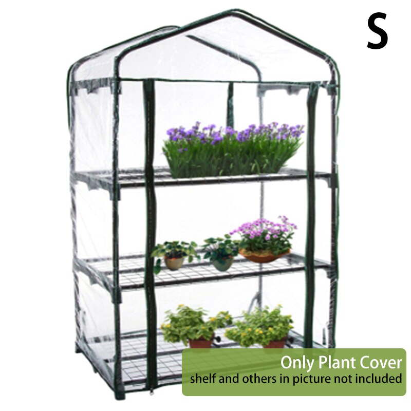 S / m / l / xl haveblomstplanter dækker 3- lags anti-uv vandtæt bærbar pvc drivhus varm haveafdækning (uden jernstativ)