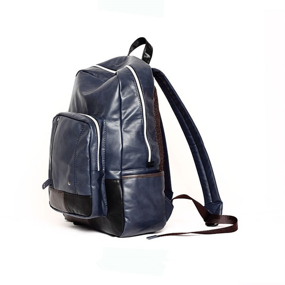 Mode mannen blauw lederen rugzak casual school tassen voor tieners desiger motocycle rugzakken 2 kleuren mochila de couro rugtas