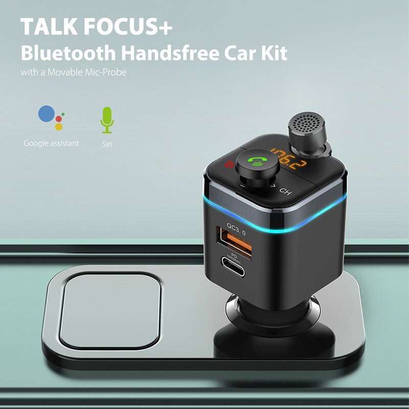 Cden car MP3 player Bluetooth 5.0 receiver FM transmitter pd18w USB-C car charger U disk music phone player