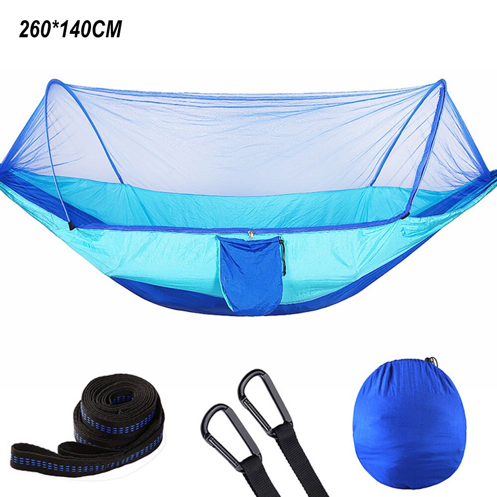 Camping Tent Hammock with Mosquito Net High Strength Fabric Hanging Bed Outdoor Hunting Sleeping Swing 1-2 Person Hammock: sky blue Hammock