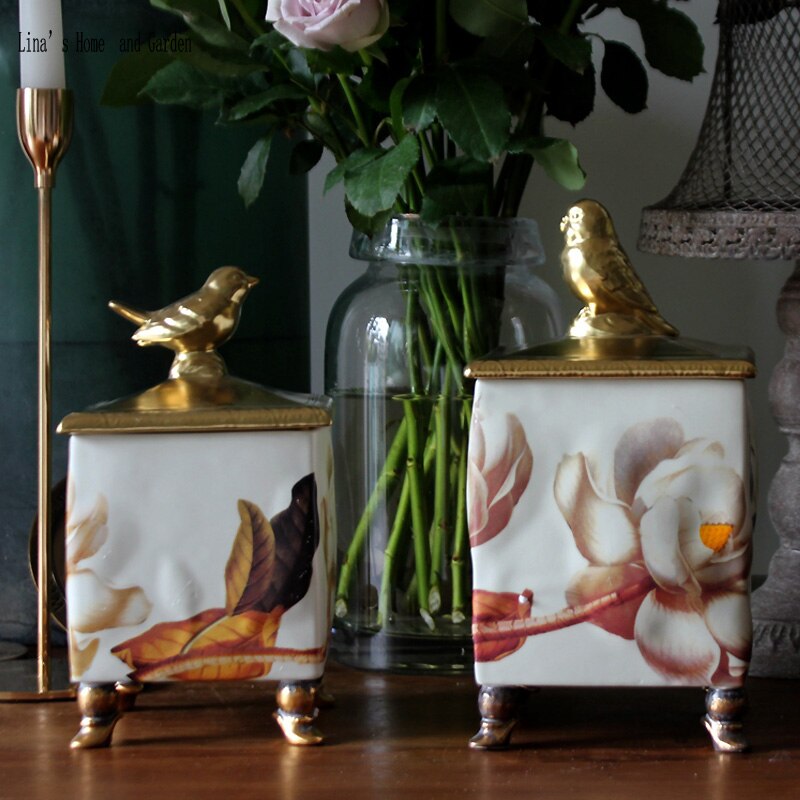 square American countryside Ceramic storage box with lid