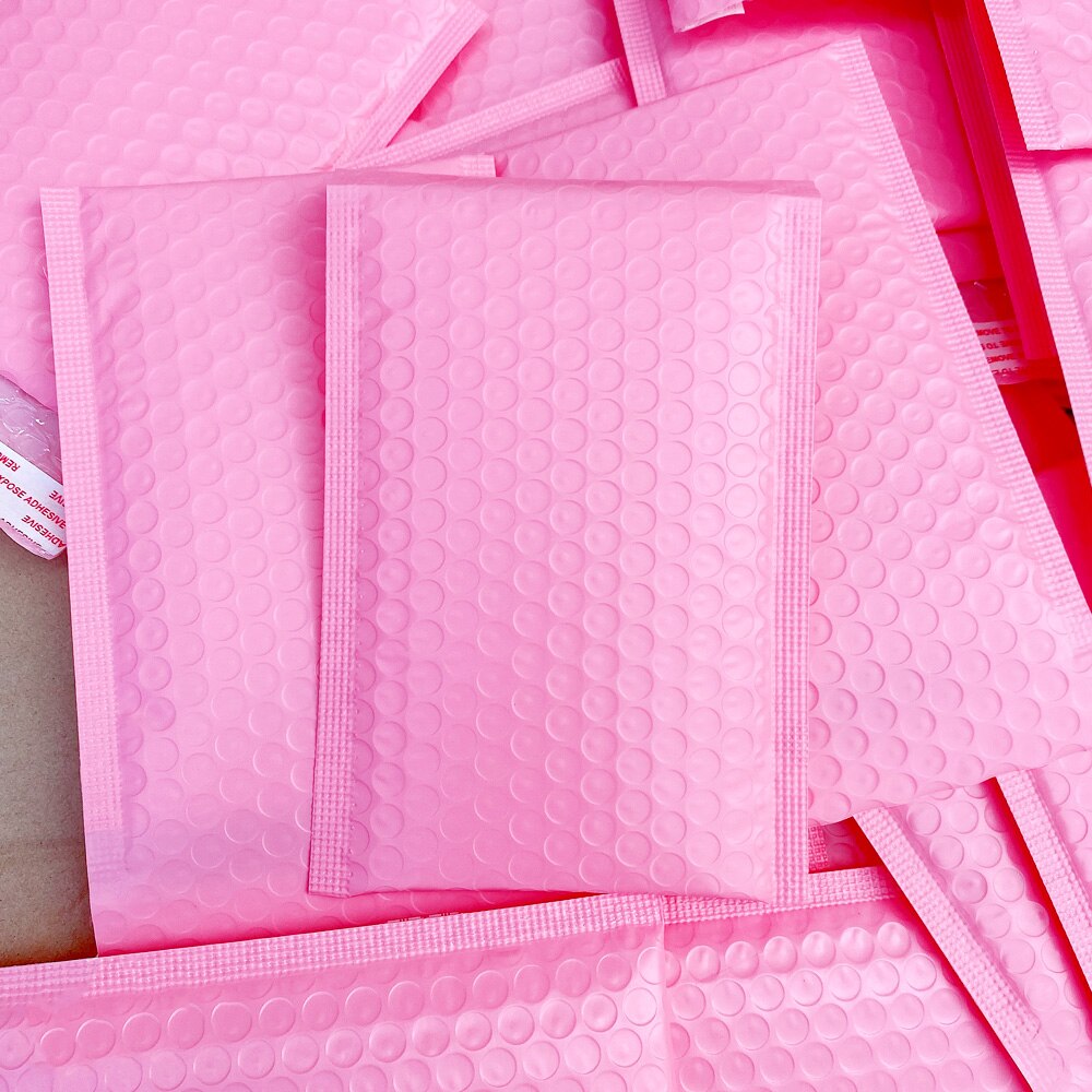Bolsa de correo con autosellado, sobre acolchado de burbujas, color rosa claro, 10 Uds./5x7-Inch/130x180mm