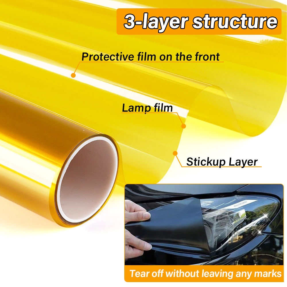 Auto Gelb Transparent Farbwechsel Lampe Film Vinyl Film Lampe Film Aufkleber Blatt Farbwechsel Rauch Matt Hinten Nebel Aufkleber
