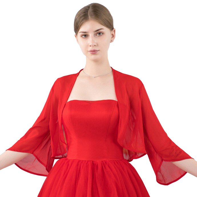 Champagner verrotten schwarz rosa grau Hochzeit Jacken wickelt Chiffon zucken Braut Bolero Jacke Mantel 3/4 Länge kappe Hülse Frauen Belero: verrotten