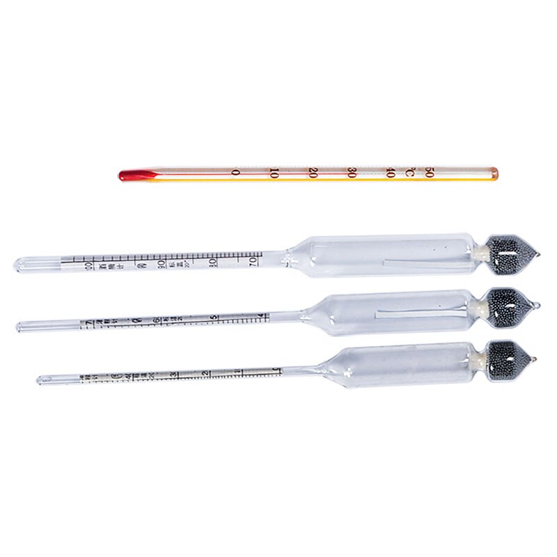 5 stk / sæt alkoholmåler vinkoncentrationsmåler alkoholinstrument hydrometer tester med måleflaske termometer 0-100%