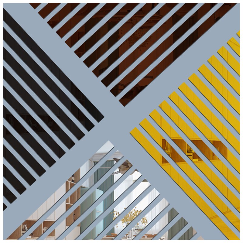 10pcs of set Ceiling Waist Line Decorative Acrylic Mirror Wall Stickers Background Simple Lines Sticer Living Room Wall Decor