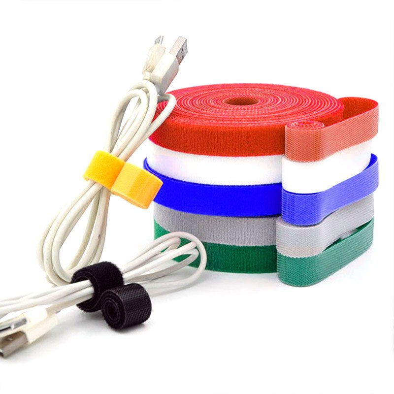 5 metros de Nylon velcro adhesivo con Cinta ajustable magia ganchos Lazos de Cable Clip de lazos Línea alámbrica acabado Velcroing Correa adhesiva cinta