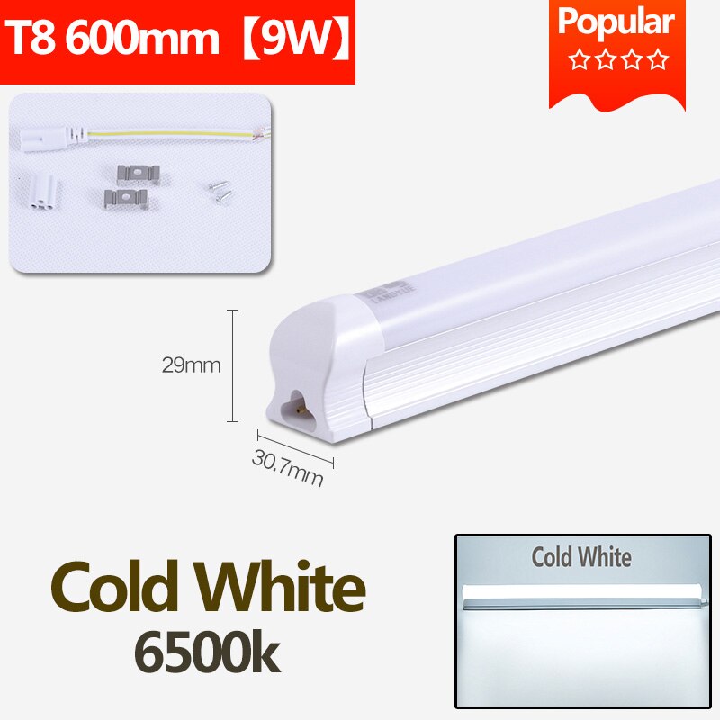 T8 T5 Led Leuchtstoffröhre 220V Rohr Led 120cm 60cm T8 Wand Lampe Lampe Licht Lampara 5W 20W Tobe lampa 2FT 4FT Home Küche Beleuchtung: 1pcs 9W Cold White