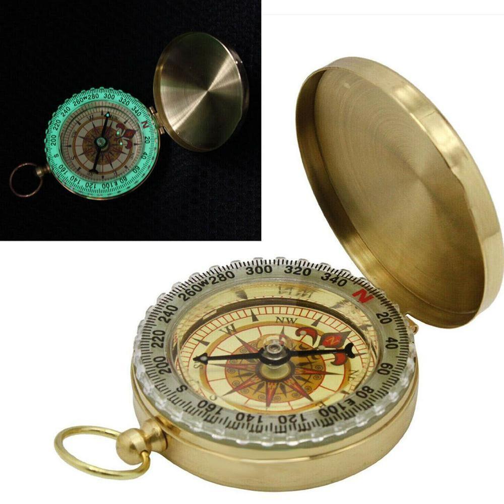 Pocket Brass Horloge Style Outdoor Camping Wandelen Navigatie Met Cove Lichtgevende Sleutelhanger Ring Horloge Kompas Kompas Kompas P U1N2