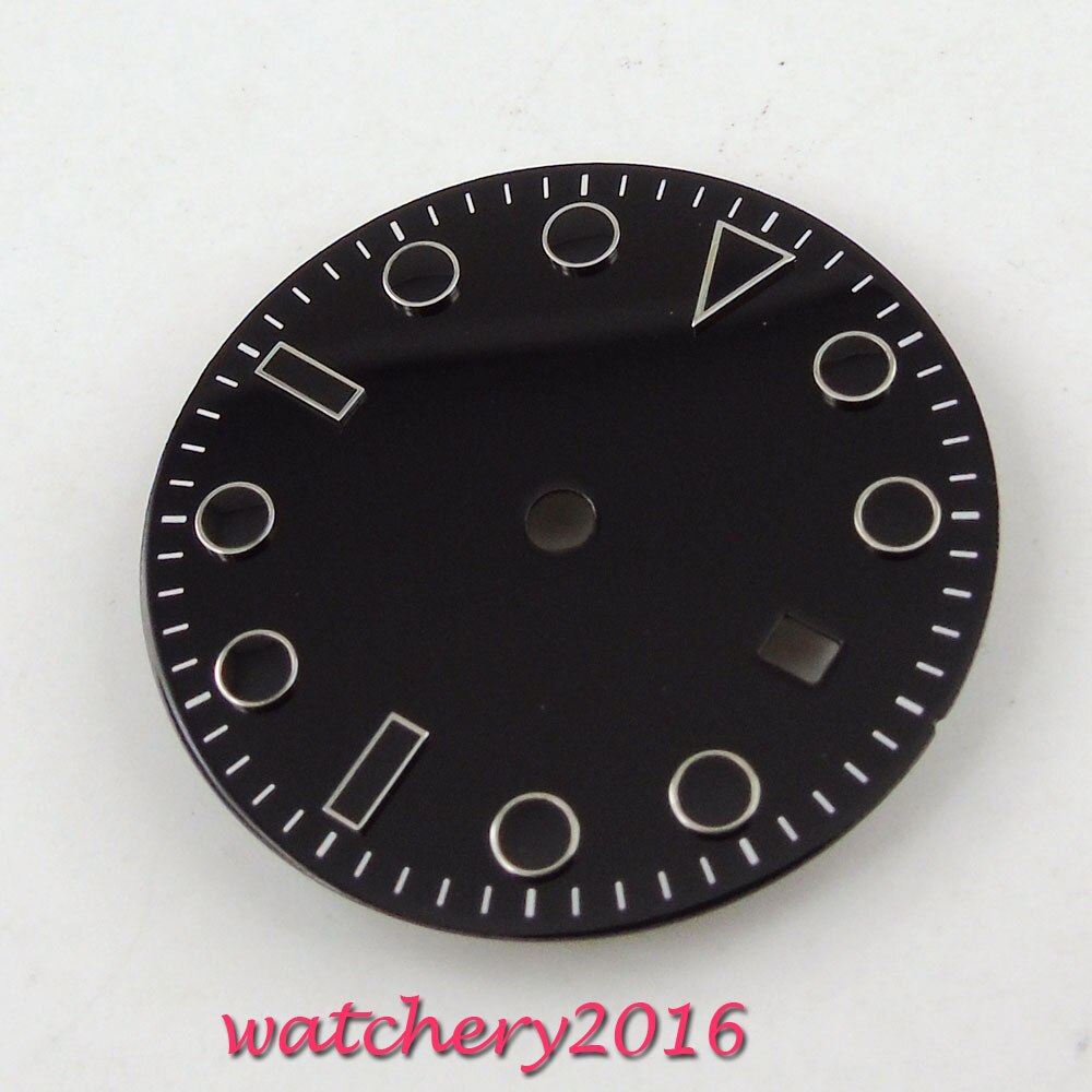 31.3mm zwarte Wijzerplaat Datum venster fit ETA 2836 Mingzhu 2813 beweging heren Horloge Wijzerplaat